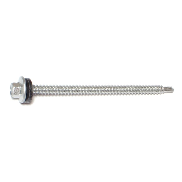 Buildright Self-Drilling Screw, #10 x 3 in, Silver Ruspert Steel Flange Hex Head External Hex Drive, 1000 PK 07255 - main